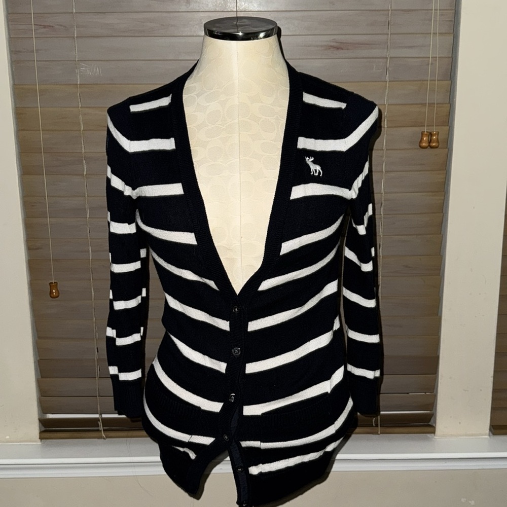 Abercrombie & Fitch Blue and White Striped Cardigan